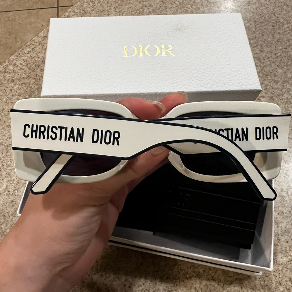 Dior White and Black Sunglasses with Gold Accent